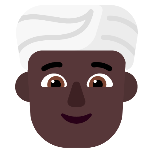 Microsoft design of the person wearing turban: dark skin tone emoji verson:Windows-11-22H2