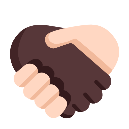 Microsoft design of the handshake: dark skin tone light skin tone emoji verson:Windows-11-23H2