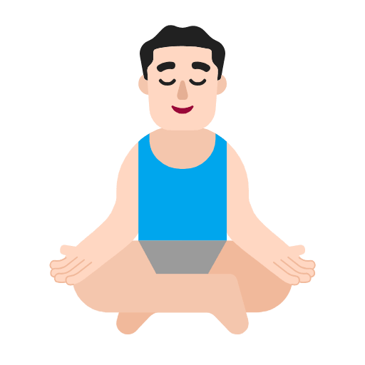 Microsoft design of the man in lotus position: light skin tone emoji verson:Windows-11-23H2