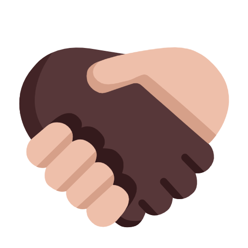 Microsoft design of the handshake: dark skin tone medium-light skin tone emoji verson:Windows-11-23H2