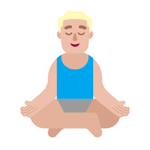 Microsoft design of the man in lotus position: medium-light skin tone emoji verson:Windows-11-23H2