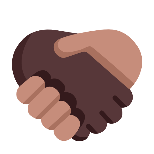 Microsoft design of the handshake: dark skin tone medium skin tone emoji verson:Windows-11-23H2