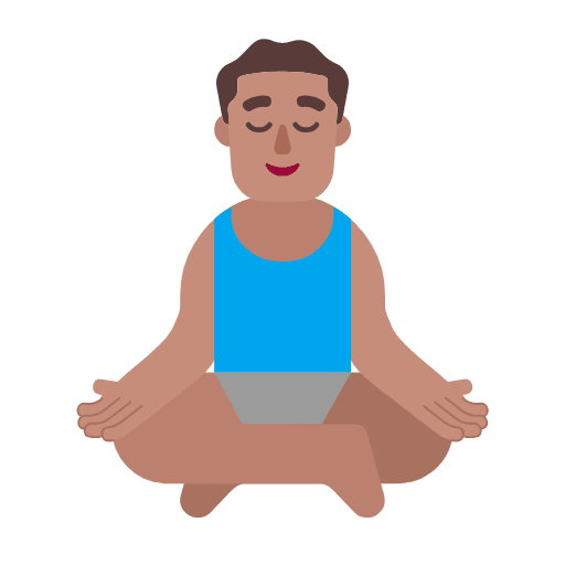 Microsoft design of the man in lotus position: medium skin tone emoji verson:Windows-11-23H2