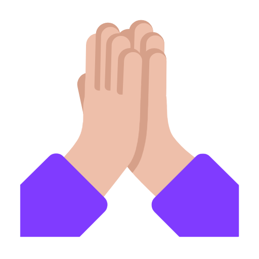 Microsoft design of the folded hands: medium-light skin tone emoji verson:Windows-11-23H2