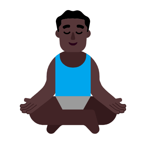 Microsoft design of the man in lotus position: dark skin tone emoji verson:Windows-11-23H2