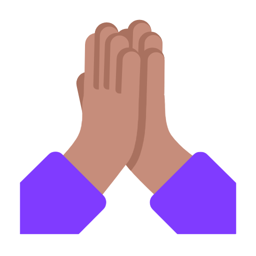 Microsoft design of the folded hands: medium skin tone emoji verson:Windows-11-23H2