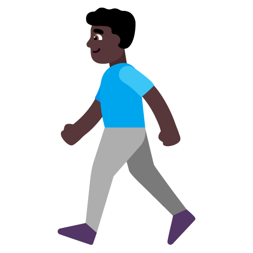 Microsoft design of the man walking: dark skin tone emoji verson:Windows-11-22H2