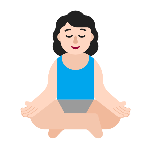 Microsoft design of the woman in lotus position: light skin tone emoji verson:Windows-11-23H2