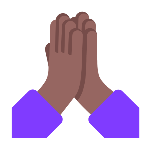 Microsoft design of the folded hands: medium-dark skin tone emoji verson:Windows-11-23H2