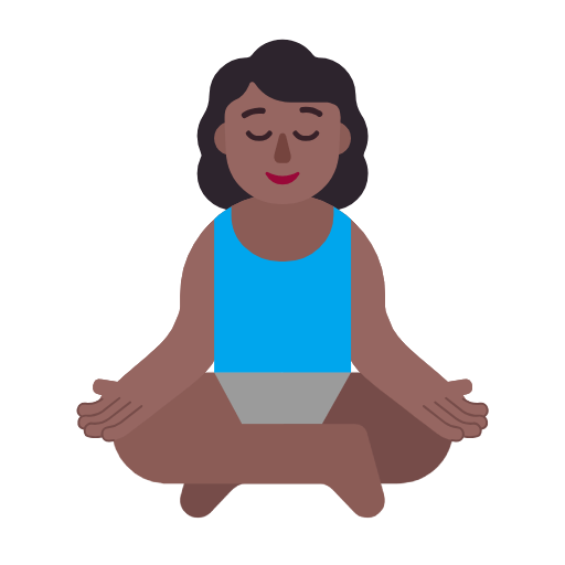 Microsoft design of the woman in lotus position: medium-dark skin tone emoji verson:Windows-11-23H2