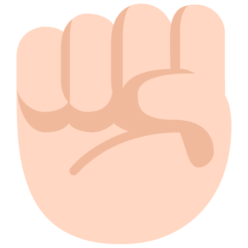 Microsoft design of the raised fist: light skin tone emoji verson:Windows-11-22H2