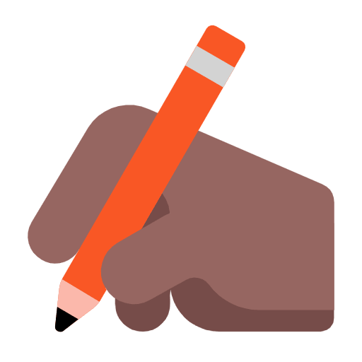 Microsoft design of the writing hand: medium-dark skin tone emoji verson:Windows-11-23H2