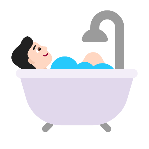 Microsoft design of the person taking bath: light skin tone emoji verson:Windows-11-23H2