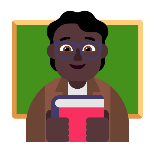 Microsoft design of the teacher: dark skin tone emoji verson:Windows-11-23H2