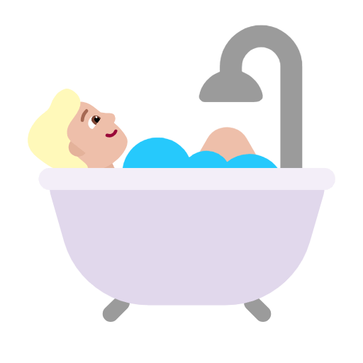 Microsoft design of the person taking bath: medium-light skin tone emoji verson:Windows-11-23H2