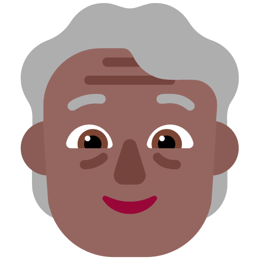 Microsoft design of the older person: medium-dark skin tone emoji verson:Windows-11-22H2