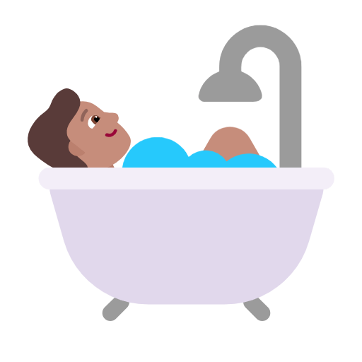 Microsoft design of the person taking bath: medium skin tone emoji verson:Windows-11-23H2