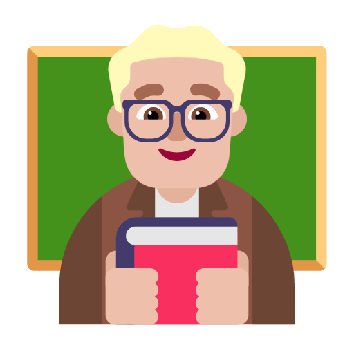 Microsoft design of the man teacher: medium-light skin tone emoji verson:Windows-11-23H2