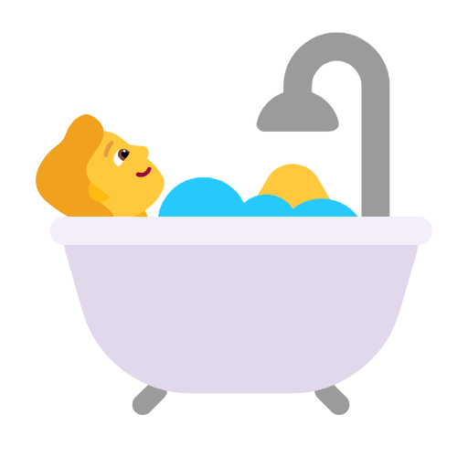 Microsoft design of the person taking bath: medium-dark skin tone emoji verson:Windows-11-23H2