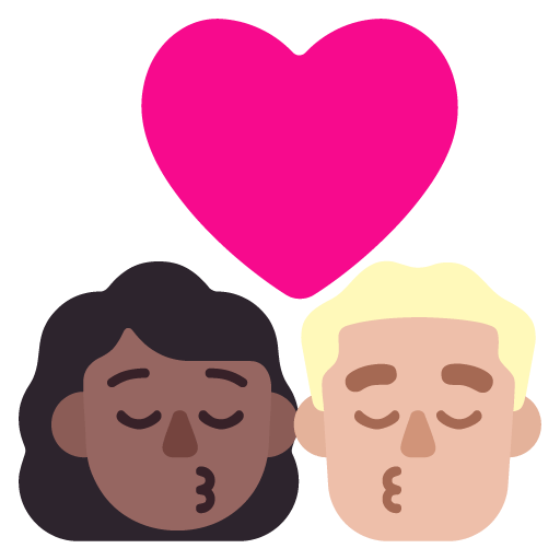 Microsoft design of the kiss: woman man medium-dark skin tone medium-light skin tone emoji verson:Windows-11-22H2