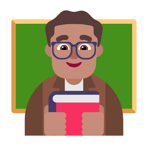 Microsoft design of the man teacher: medium skin tone emoji verson:Windows-11-23H2