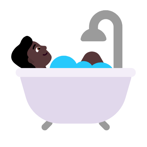 Microsoft design of the person taking bath: dark skin tone emoji verson:Windows-11-23H2