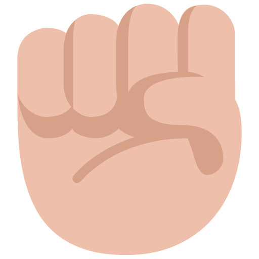 Microsoft design of the raised fist: medium-light skin tone emoji verson:Windows-11-22H2