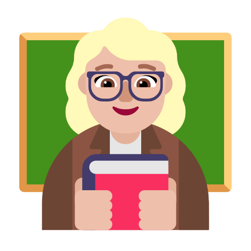 Microsoft design of the woman teacher: medium-light skin tone emoji verson:Windows-11-23H2