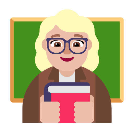 Microsoft design of the woman teacher: medium-light skin tone emoji verson:Windows-11-23H2
