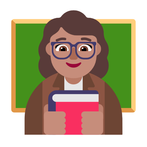 Microsoft design of the woman teacher: medium skin tone emoji verson:Windows-11-23H2
