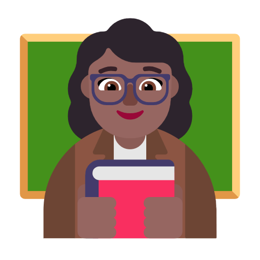 Microsoft design of the woman teacher: medium-dark skin tone emoji verson:Windows-11-23H2