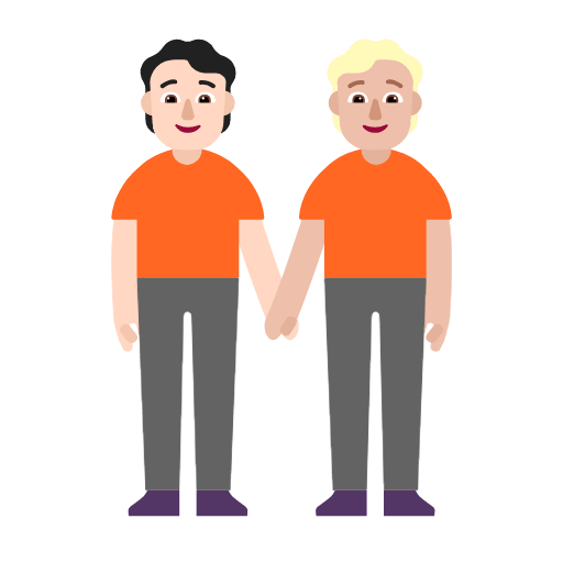 Microsoft design of the people holding hands: light skin tone medium-light skin tone emoji verson:Windows-11-23H2