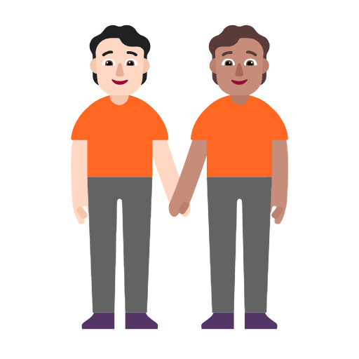 Microsoft design of the people holding hands: light skin tone medium skin tone emoji verson:Windows-11-23H2