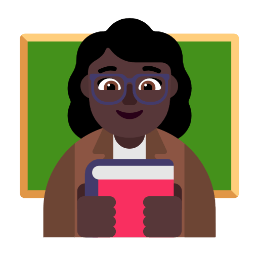 Microsoft design of the woman teacher: dark skin tone emoji verson:Windows-11-23H2