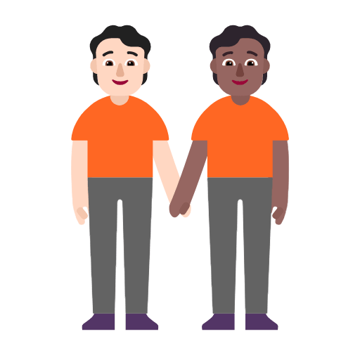 Microsoft design of the people holding hands: light skin tone medium-dark skin tone emoji verson:Windows-11-23H2