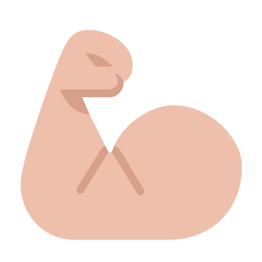 Microsoft design of the flexed biceps: medium-light skin tone emoji verson:Windows-11-23H2