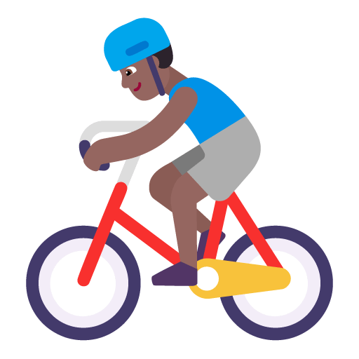 Microsoft design of the man biking: medium-dark skin tone emoji verson:Windows-11-22H2
