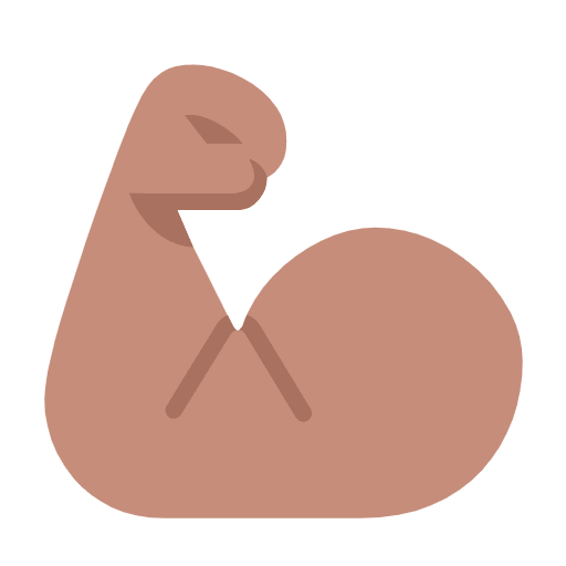 Microsoft design of the flexed biceps: medium skin tone emoji verson:Windows-11-23H2