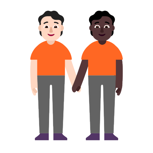 Microsoft design of the people holding hands: light skin tone dark skin tone emoji verson:Windows-11-23H2