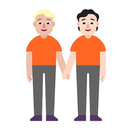 Microsoft design of the people holding hands: medium-light skin tone light skin tone emoji verson:Windows-11-23H2