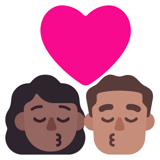 Microsoft design of the kiss: woman man medium-dark skin tone medium skin tone emoji verson:Windows-11-22H2