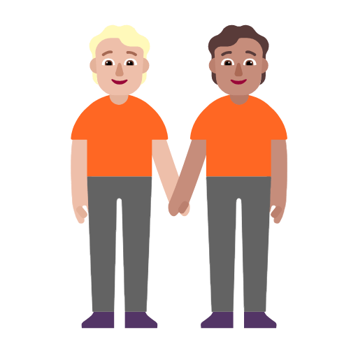 Microsoft design of the people holding hands: medium-light skin tone medium skin tone emoji verson:Windows-11-23H2