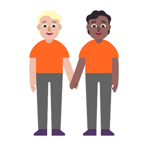 Microsoft design of the people holding hands: medium-light skin tone medium-dark skin tone emoji verson:Windows-11-23H2