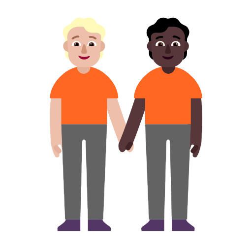 Microsoft design of the people holding hands: medium-light skin tone dark skin tone emoji verson:Windows-11-23H2