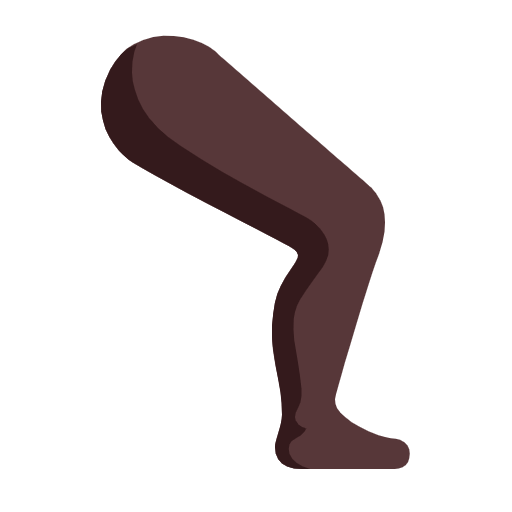 Microsoft design of the leg: dark skin tone emoji verson:Windows-11-23H2
