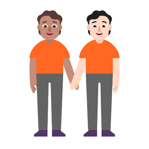 Microsoft design of the people holding hands: medium skin tone light skin tone emoji verson:Windows-11-23H2