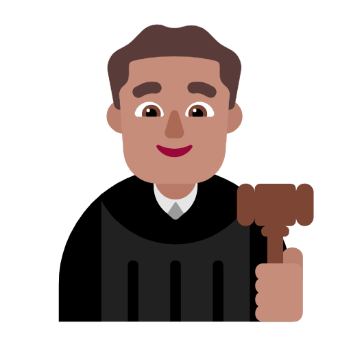 Microsoft design of the man judge: medium skin tone emoji verson:Windows-11-23H2