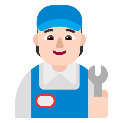 Microsoft design of the mechanic: light skin tone emoji verson:Windows-11-22H2