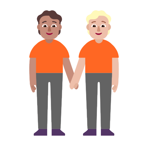 Microsoft design of the people holding hands: medium skin tone medium-light skin tone emoji verson:Windows-11-23H2