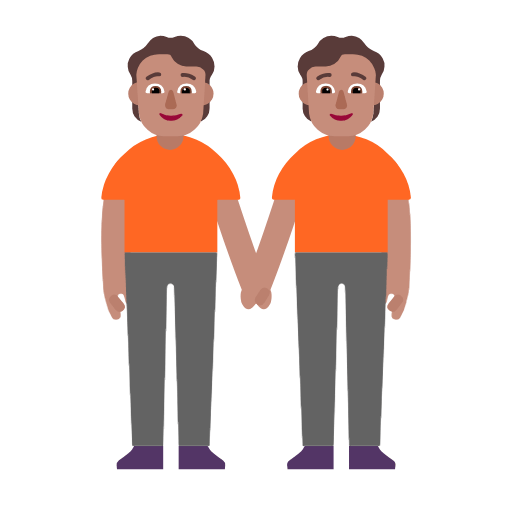 Microsoft design of the people holding hands: medium skin tone emoji verson:Windows-11-23H2